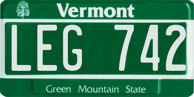 VT license plate LEG742