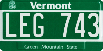 VT license plate LEG743