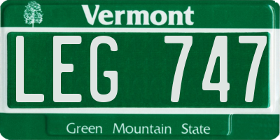 VT license plate LEG747