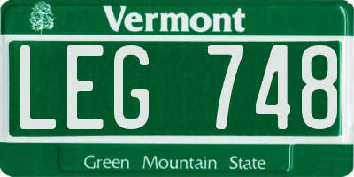 VT license plate LEG748
