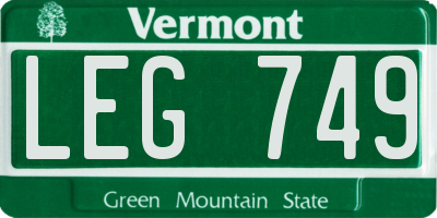 VT license plate LEG749