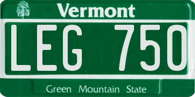 VT license plate LEG750
