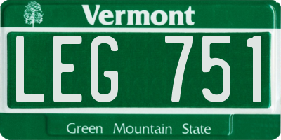 VT license plate LEG751