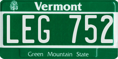 VT license plate LEG752