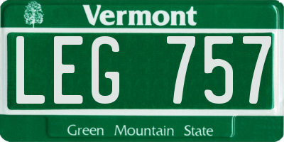 VT license plate LEG757
