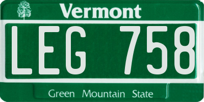 VT license plate LEG758