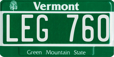 VT license plate LEG760