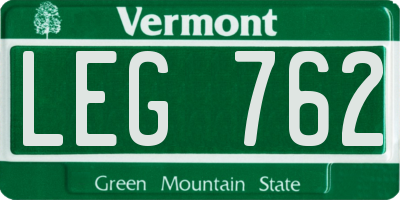 VT license plate LEG762