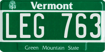 VT license plate LEG763