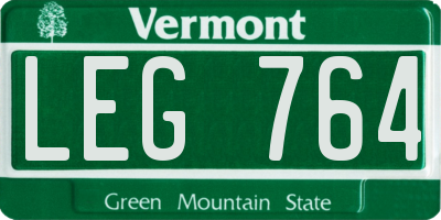VT license plate LEG764