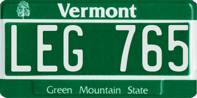 VT license plate LEG765