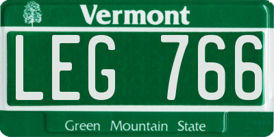 VT license plate LEG766
