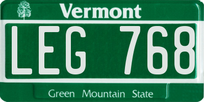 VT license plate LEG768