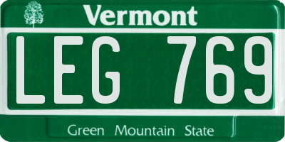 VT license plate LEG769