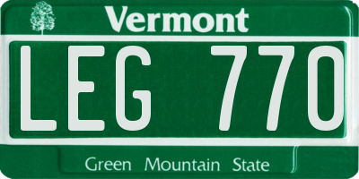 VT license plate LEG770