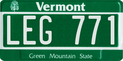VT license plate LEG771