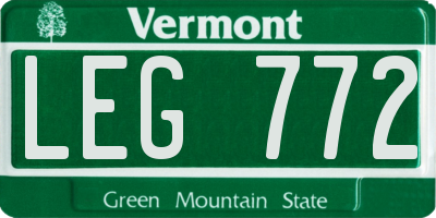 VT license plate LEG772