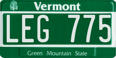 VT license plate LEG775