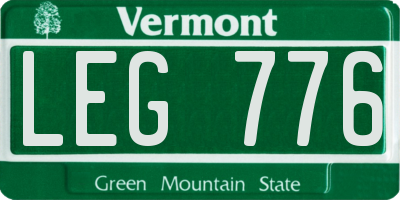 VT license plate LEG776