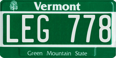 VT license plate LEG778
