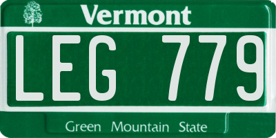 VT license plate LEG779