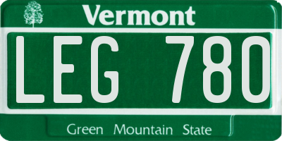 VT license plate LEG780