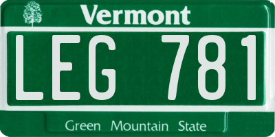 VT license plate LEG781