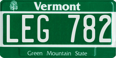 VT license plate LEG782