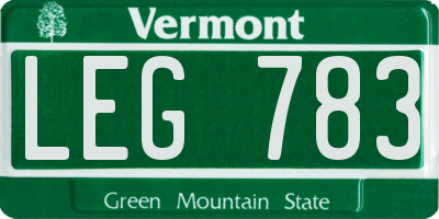 VT license plate LEG783