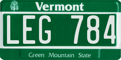 VT license plate LEG784