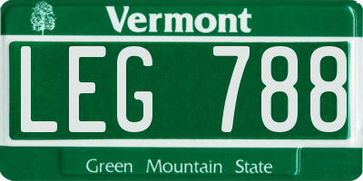 VT license plate LEG788