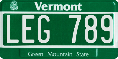 VT license plate LEG789