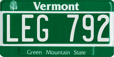 VT license plate LEG792