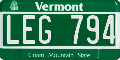 VT license plate LEG794