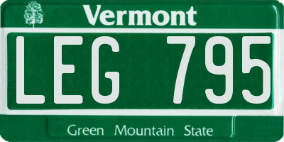 VT license plate LEG795