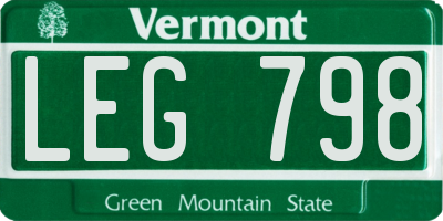 VT license plate LEG798