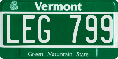 VT license plate LEG799