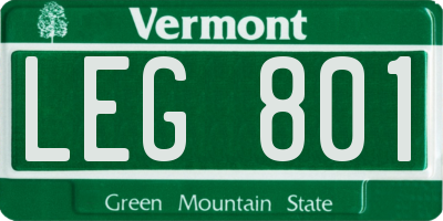 VT license plate LEG801