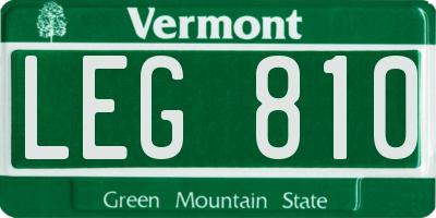 VT license plate LEG810