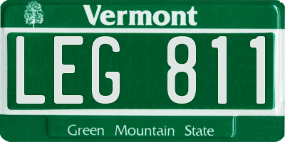 VT license plate LEG811