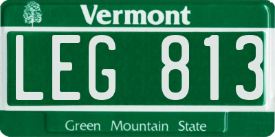 VT license plate LEG813