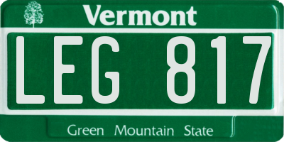 VT license plate LEG817