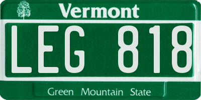 VT license plate LEG818