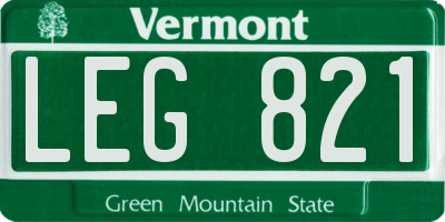 VT license plate LEG821