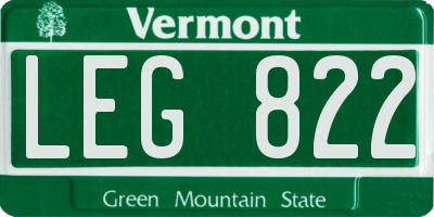 VT license plate LEG822