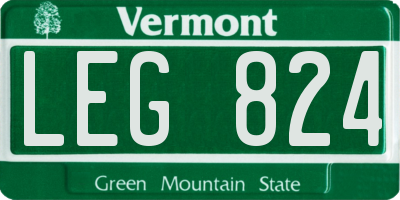VT license plate LEG824