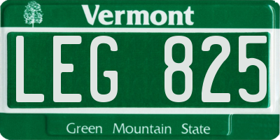 VT license plate LEG825
