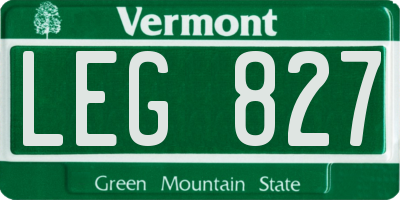 VT license plate LEG827