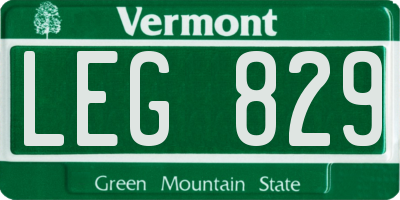 VT license plate LEG829