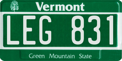 VT license plate LEG831